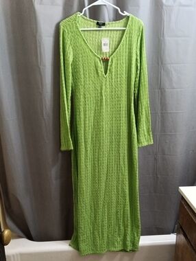 Julia by Love J Green Long Sleeve Knit Maxi Dress